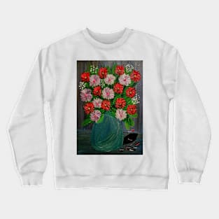 flowers in a turquoise vase my favorite colors Crewneck Sweatshirt